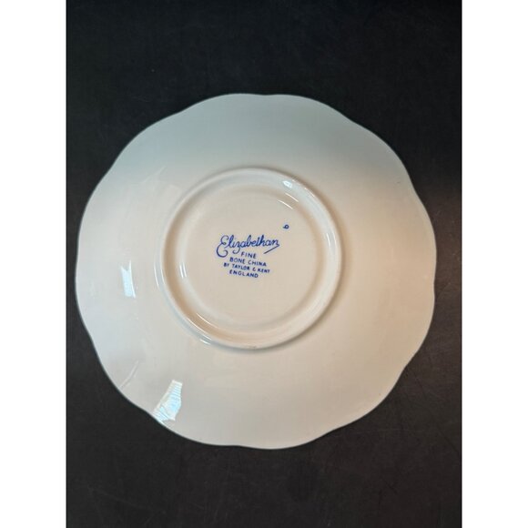 Vtg Taylor & Kent England Elizabethan Gold Trim Fine Bone China Cup & Saucer Set - Picture 7 of 8